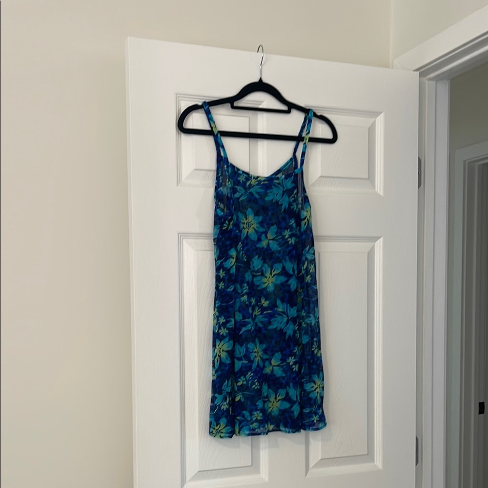 Vintage Blue floral swim cover up